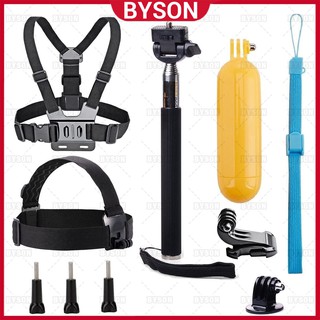 [Ready Stock] Byson Universal Action Camera Accessories Bundle-Head Chest Strap Mount/Selfie Stick/Floating Hand Grip Compatible with Gopro Hero 9 8 7 6 5 Session / Campark ACT74 / Dragon Touch 4K / AKASO / EKEN EK7000 Brave 4 5 6/Vantop Moment