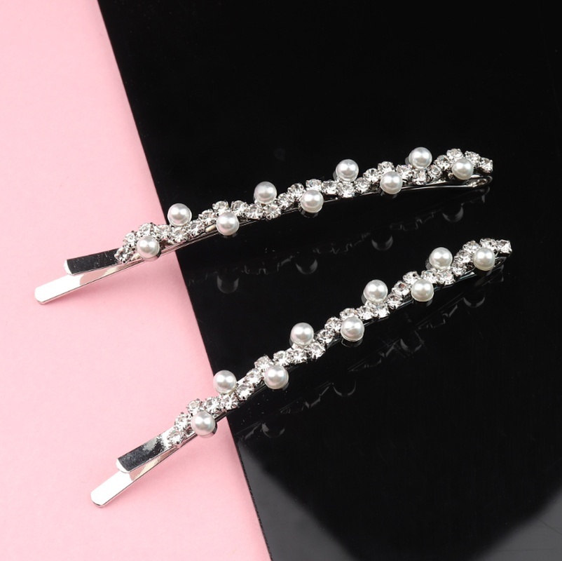 Edge Clip Alloy Word Clip Girl Mutiara  Hiasan  Rambut  