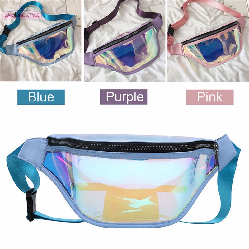 SH Fashion Clear Laser Chest Bum Bag Waterproof Transparent Punk ...