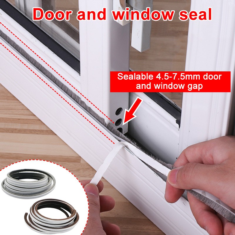 Self Adhesive Home Window Door Drought Rubber Brush Pile Excluder Seal Strip 5M 