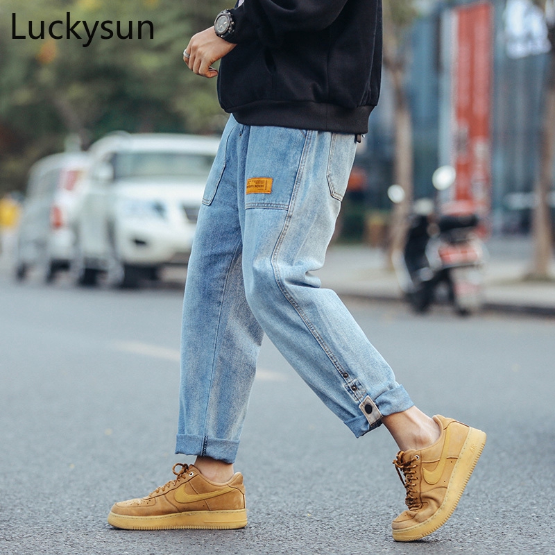 Luckysun Men Jeans Classic Fashion Pocket Design Teens Light Comfortable Cropped Denim Jeans S 3xl Shopee Singapore