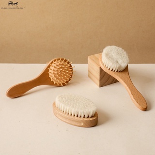 1pc  Baby Hair Comb Wooden Handle Natural Soft Wool Brush Infant Head Massager Baby Girl Bath Care Newborn Gift #7