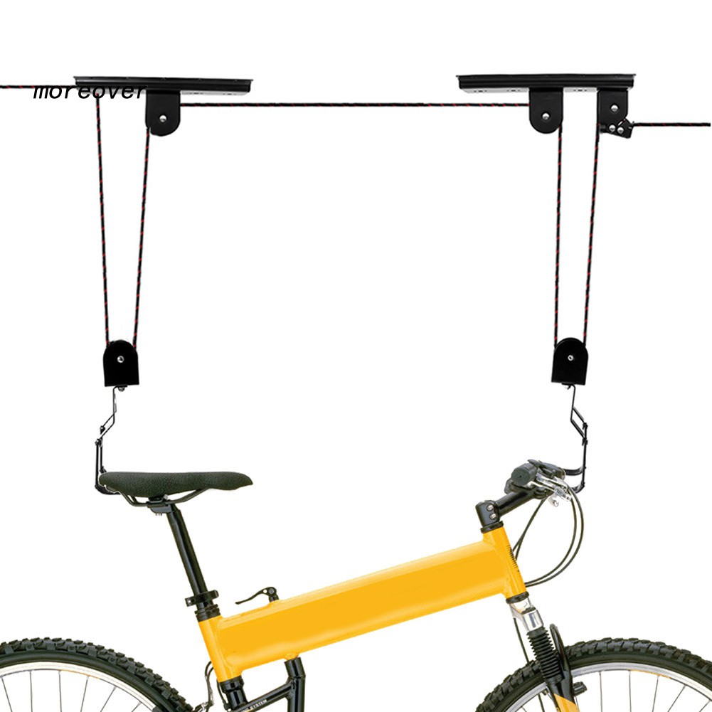 bicycle hanging from ceiling