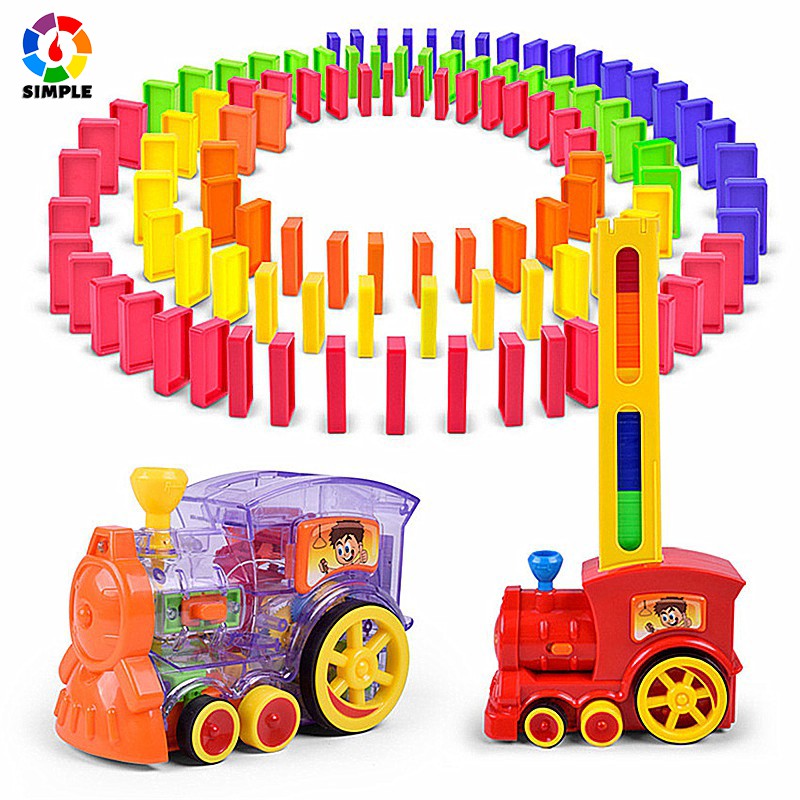 ZAYOR Domino Blocks Set Domino Train Toy Stacking Blocks Automatic Domino Place Water Mist Spray Music Train Suitable for Boys and Girls 3 4 5 6 7 8 Years Preschool Baby Gift 80 PCS 