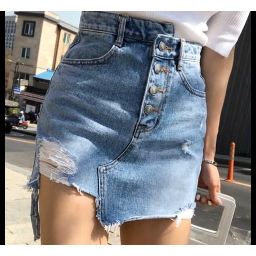 Ripped Denim Skirt Shopee Singapore