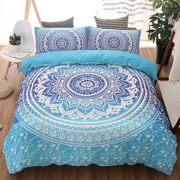 3pcs Set Bohemian Style Indian Bedding Quilt Duvet Cover Set