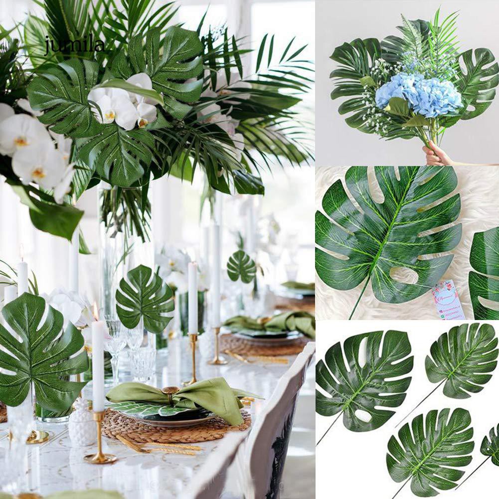 60pcs Lifelike Palm Leaves Green Beach Themed Decoration for Office Party