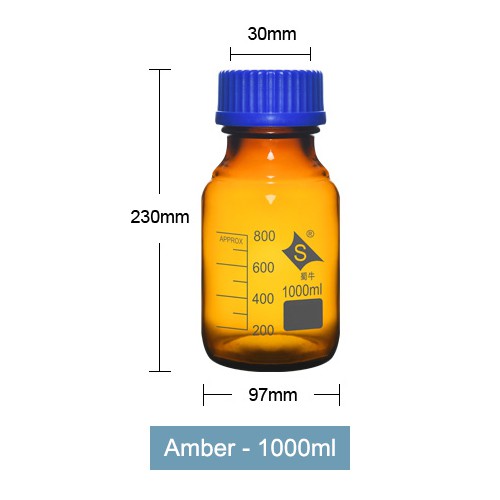 35mm Diameter x 100mm Height Boekel 502-0100 Glass Hybridization Bottle with Blue Cap Pack of 2 