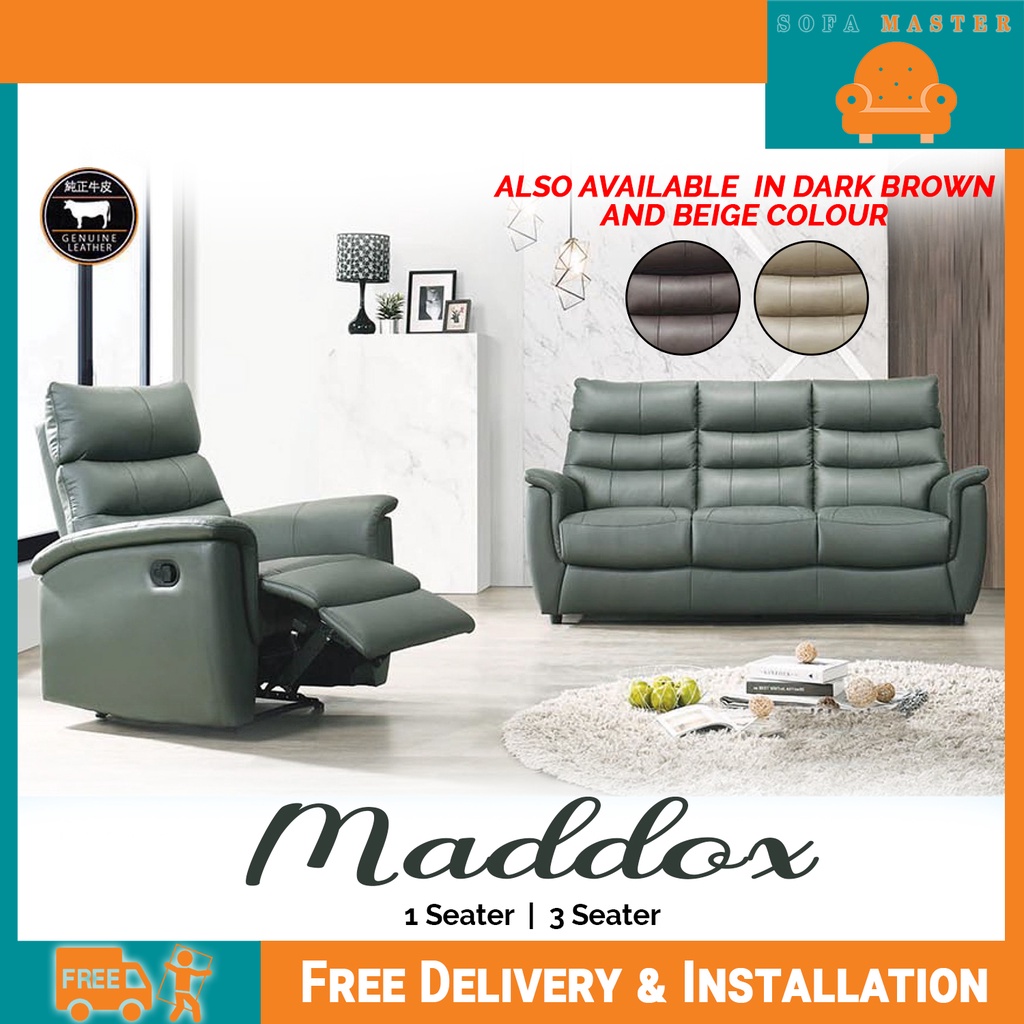 Sofa Master Maddox 1 Seater Reclining and 3 Seater Genuine Half