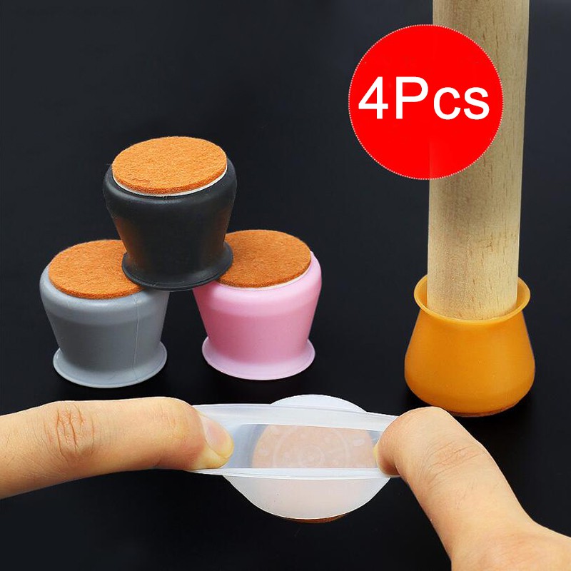 4Pcs Furniture Chair Leg Cap Pad Silicone Protection Table Feet Cover Floor Protector Non-slip Table Chair Mat Caps Foot