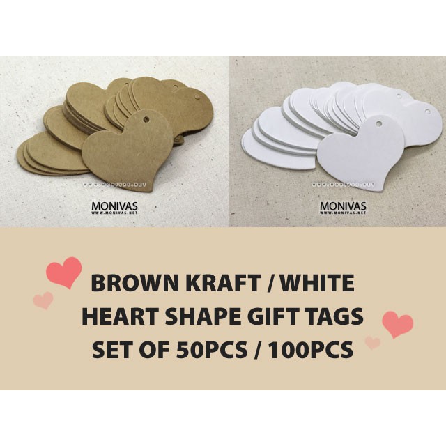 DIY Plain Heart Shape Gift Tags Wedding Present Mini Labels (50pcs ...