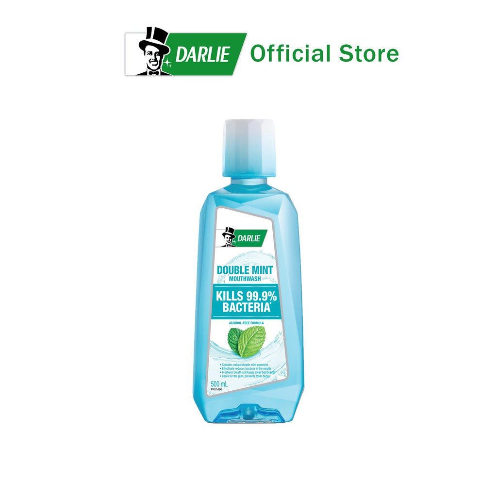 Darlie Anti Bacteria Mouthwash Double Mint 500ml (No Alcohol) Shopee