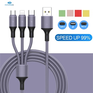 KAXOE 3 In 1 Liquid Silicone USB Cable Fast Charger Cable Charging Micro USB/Type-C