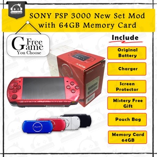 SONY PSP 3000 New Set Mod with 64GB Memory Card (Full of Games) + FREE PouchBag