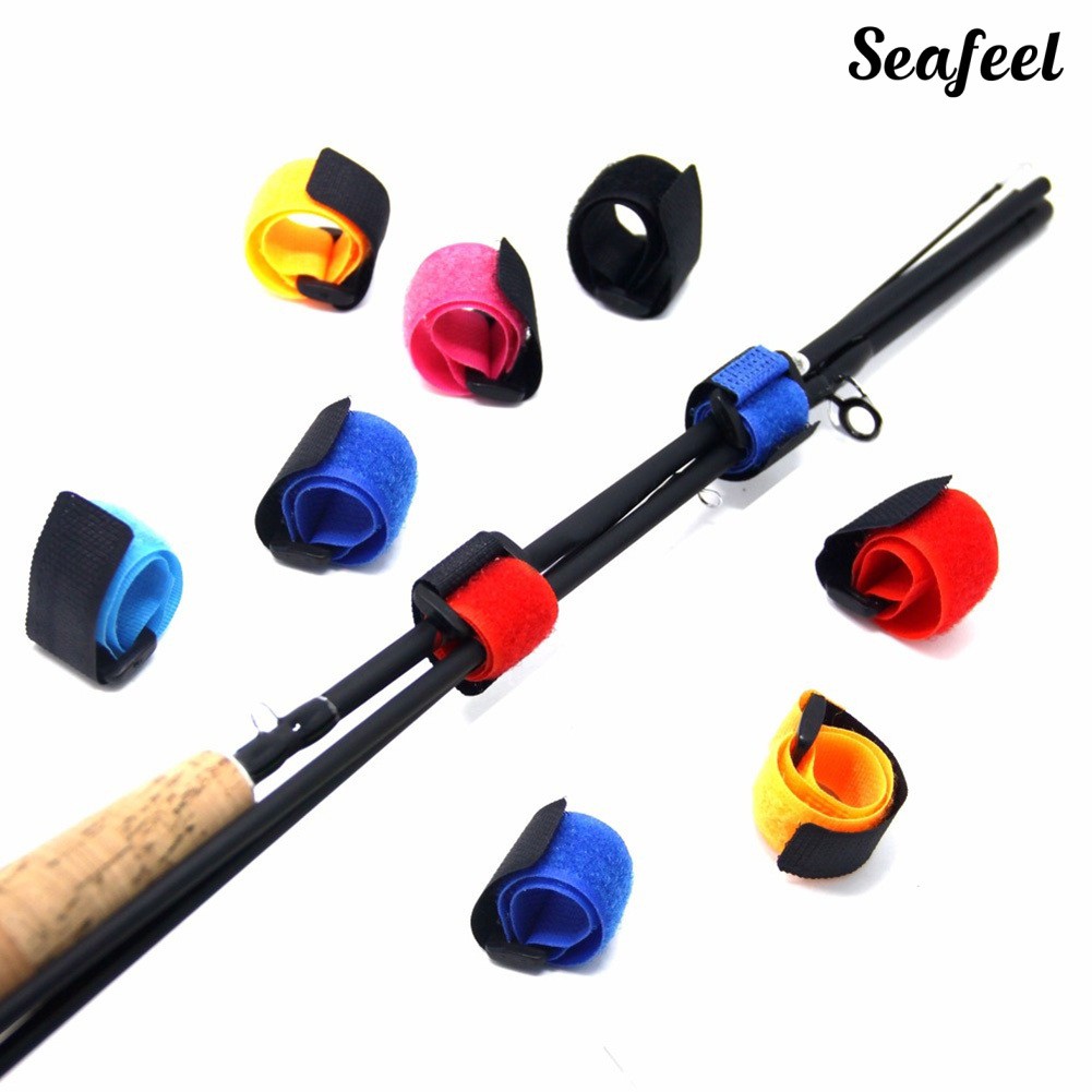 ☭seafeel 10Pcs Fishing Rod Tie Holder Strap Suspenders Fastener Hook