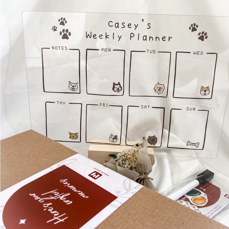 Acrylic Weekly Planner Box (FREE Custom Name) Shopee Singapore