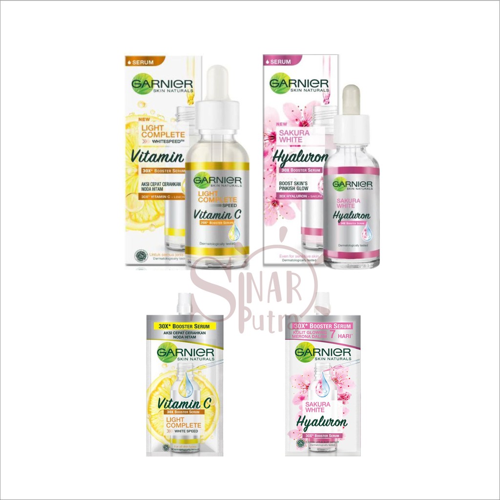 Garnier 30x Booster Serum Light Complete Vitamin C Sakura White Hyaluron 30 Ml Bottle Sachet Shopee Singapore