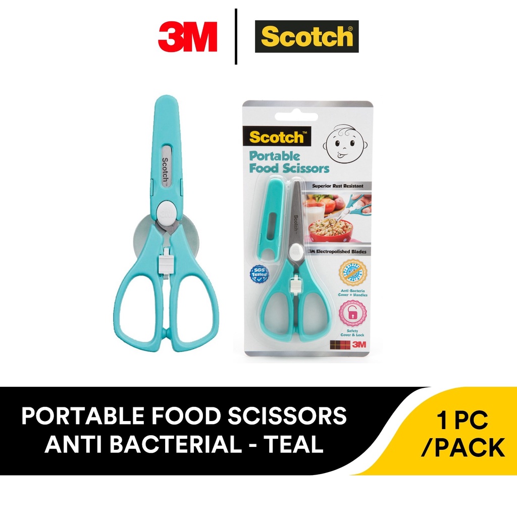 3M Scotch AntiBacteria Portable Food Scissor, Turquoise Shopee Singapore