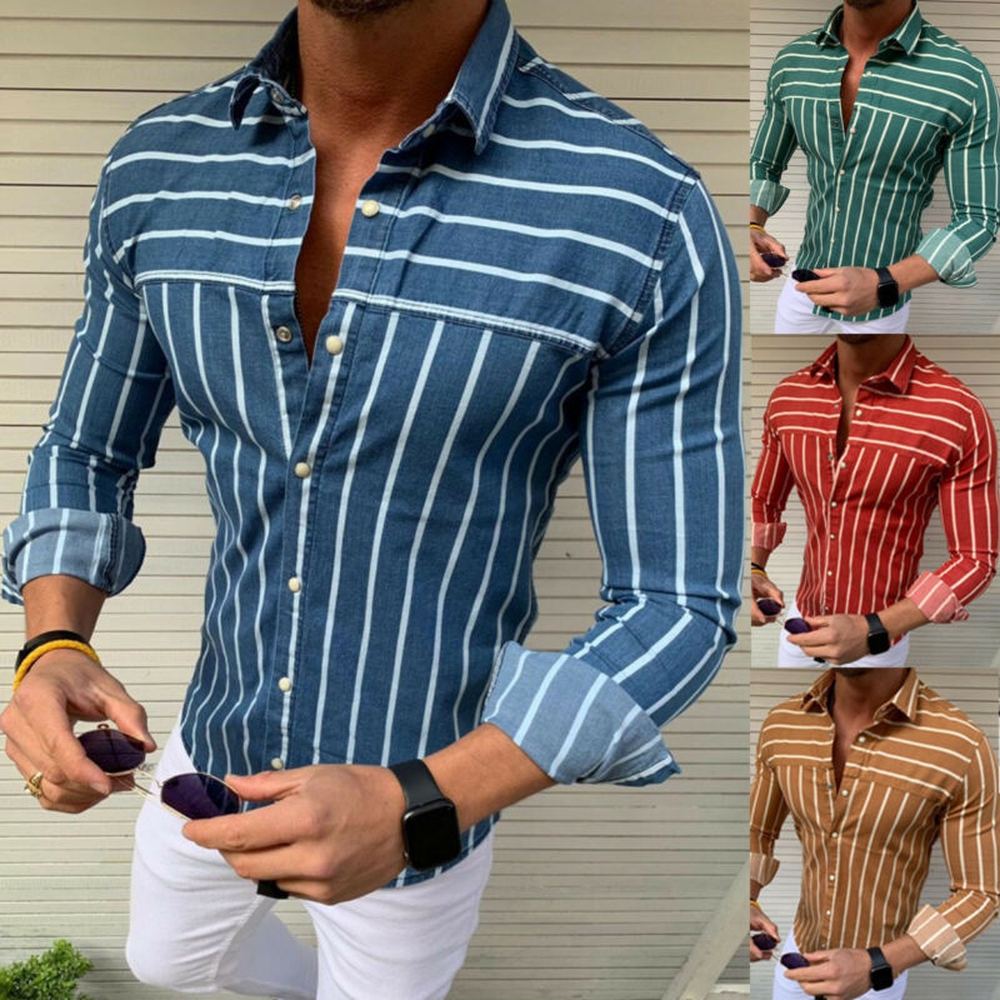 blue long sleeve collared shirt