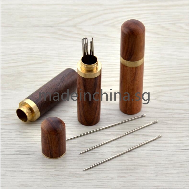 Mayboos 2 PCS Wooden Needle Case With Stitching Needles,Sewing Needl