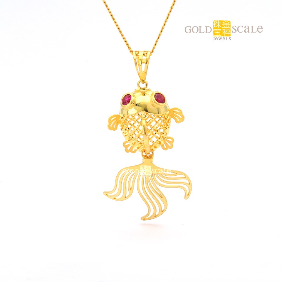 Gold Scale 3d Gold Fish Meshed 916 Gold Pendant Shopee Singapore