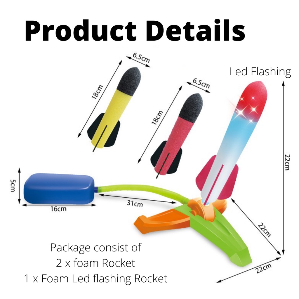 Air Powered Rocket Launcher -  Fun Toy For Children Kids Outdoor Game / STEM Games