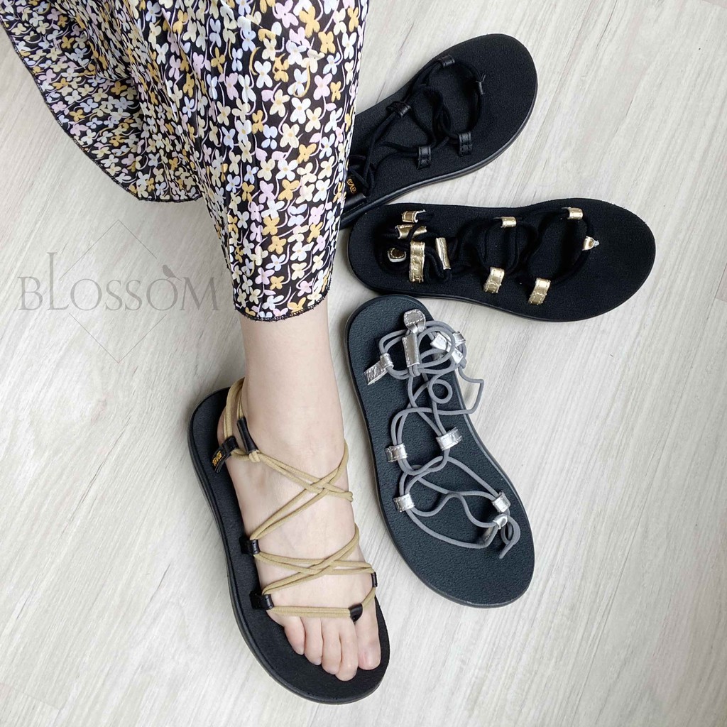 black ribbon sandals