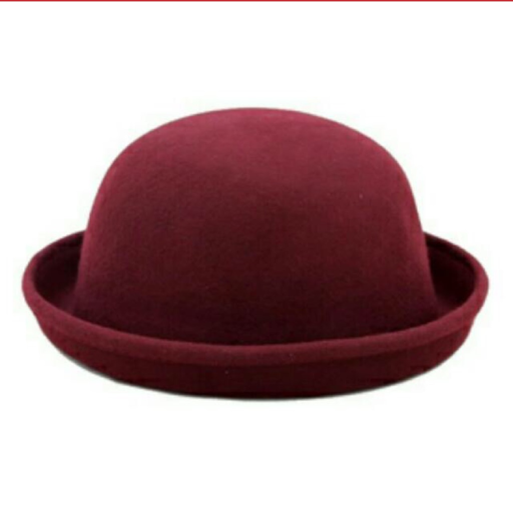 maroon bowler hat