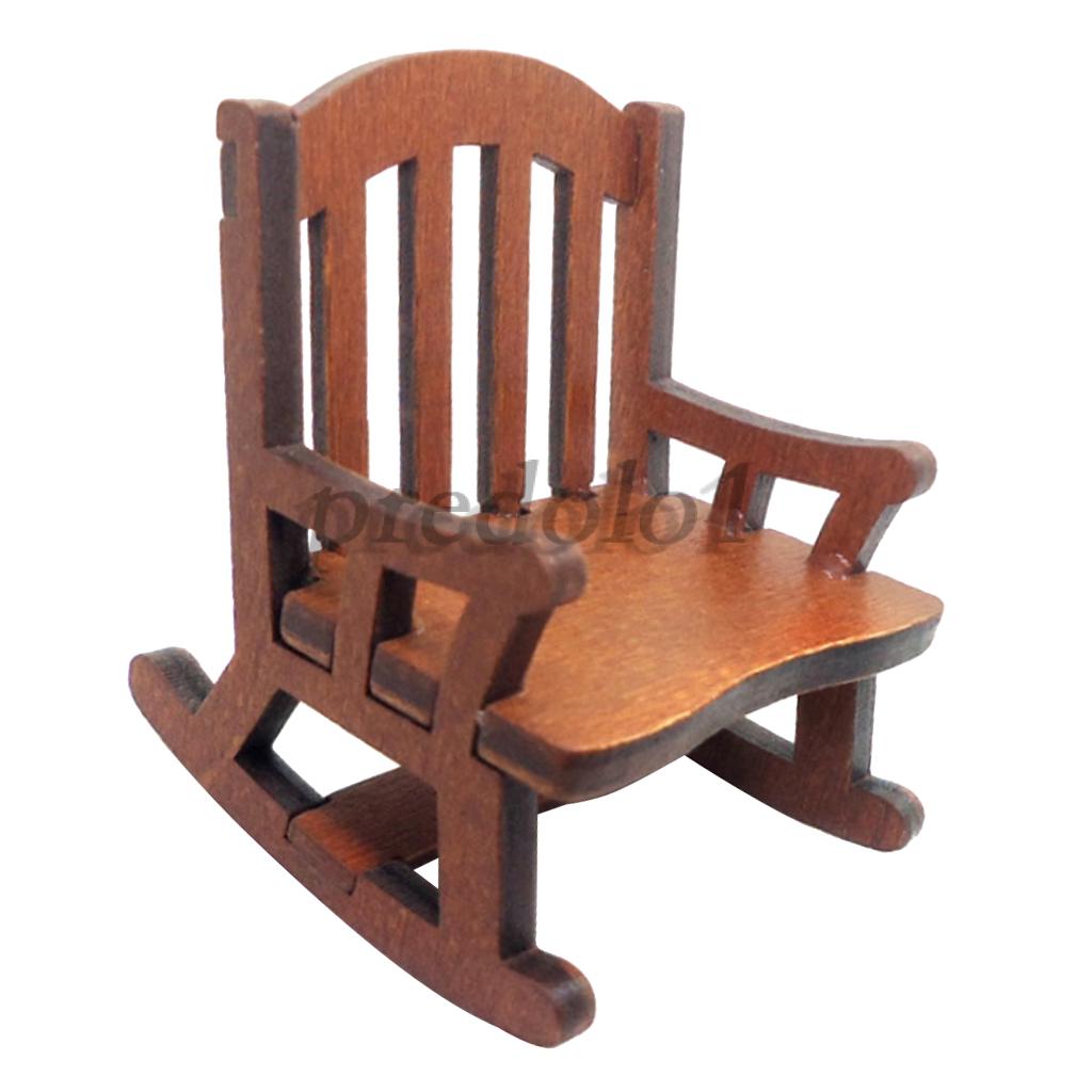 Dollhouse Miniature Wooden Rocking Chair Rocker Room Garden Furniture