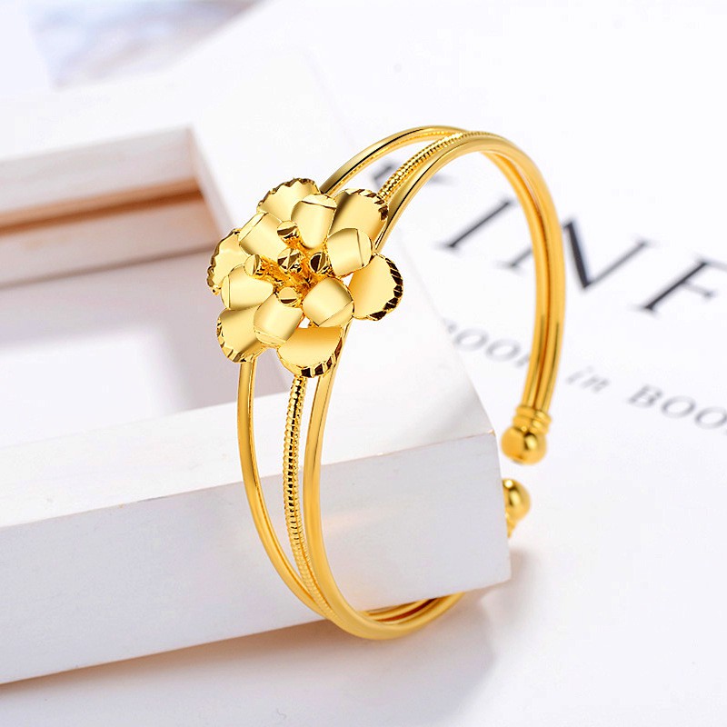 Pawnable 916gold Flower Pure 916 Gold Bracelet Female Opening Shopee Singapore