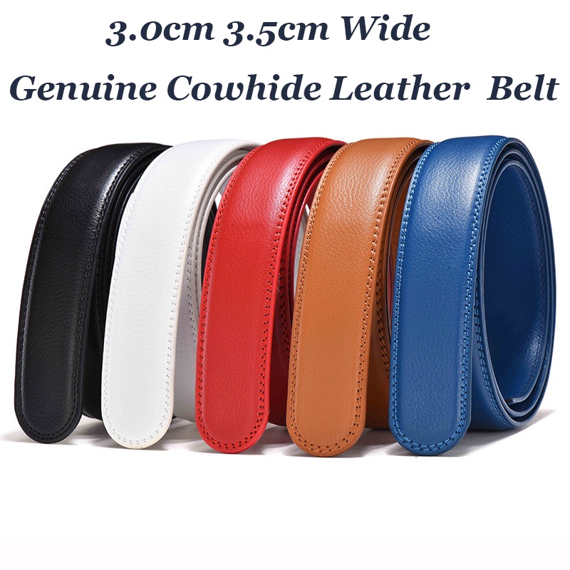 Image of 3.0cm 3.5cm Wide Without Buckle Automatic Buckle Men's Belt Genuine Cowhide Leather  Belt for Men's Strap for Auto Slide Buckle(No Buckle) #0