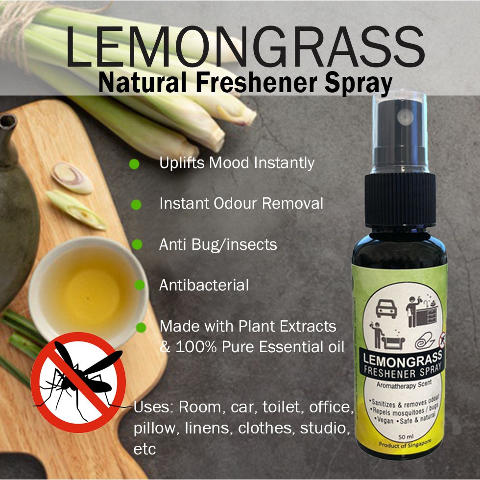 Natural Lemongrass Freshener Spray Room Spray 50ml Shopee Singapore