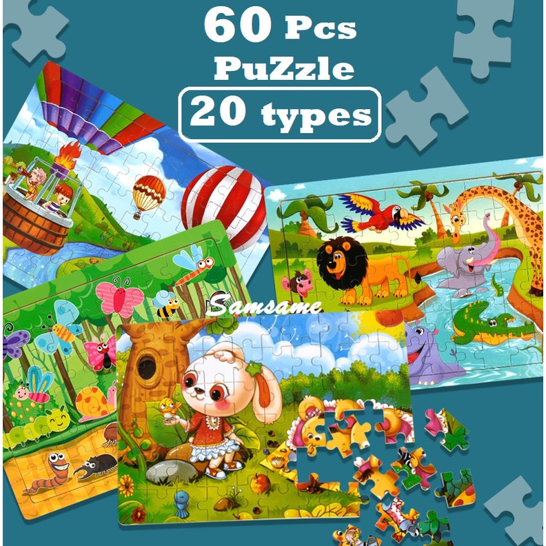 Shop Malaysia 60pcs Wooden Type Jigsaw Puzzle Colorful Puzzle Kid Early Learning Puzzle 30cm X 22cm 60 Pcs Wooden Puzzle Shopee Singapore