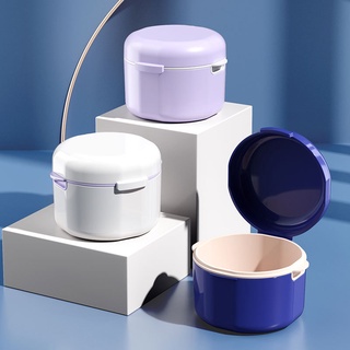 ❉ Portable Dental Orthodontic Retainer Denture Storage Case Box Mouthguard Container Tray Soaking Invisible Teeth Denture Cleaning Braces Tooth