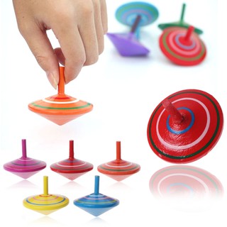 1x Wood Spinning Top Kids Colorful Wooden Gyro Toy Intelligence Classic ToYJSQ 