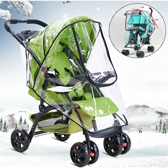 Portable Baby Stroller Rain Cover Foldable Plastic Wind