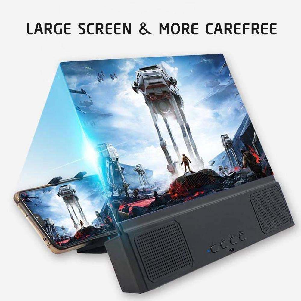 3D Mobile Screen Stand Base Magnifying Holder for Movies Videos Gaming Foldable Phone Stand Screen Amplifier for Adults Kids Use 12 HD Cell Phone Magnifier Phone Screen Projector 
