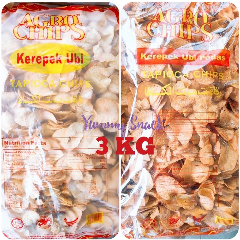 3kg Tapioca Chips / Spicy Dried Potato Chips Agro Chips Halal Shopee