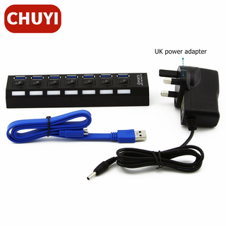 USB 3.0 HUB Multi USB Splitter USB 3 Hab Use Power Adapter Hub USB 3.0 7 Port Expander With LED Light And Switch For PC Computer Accessories