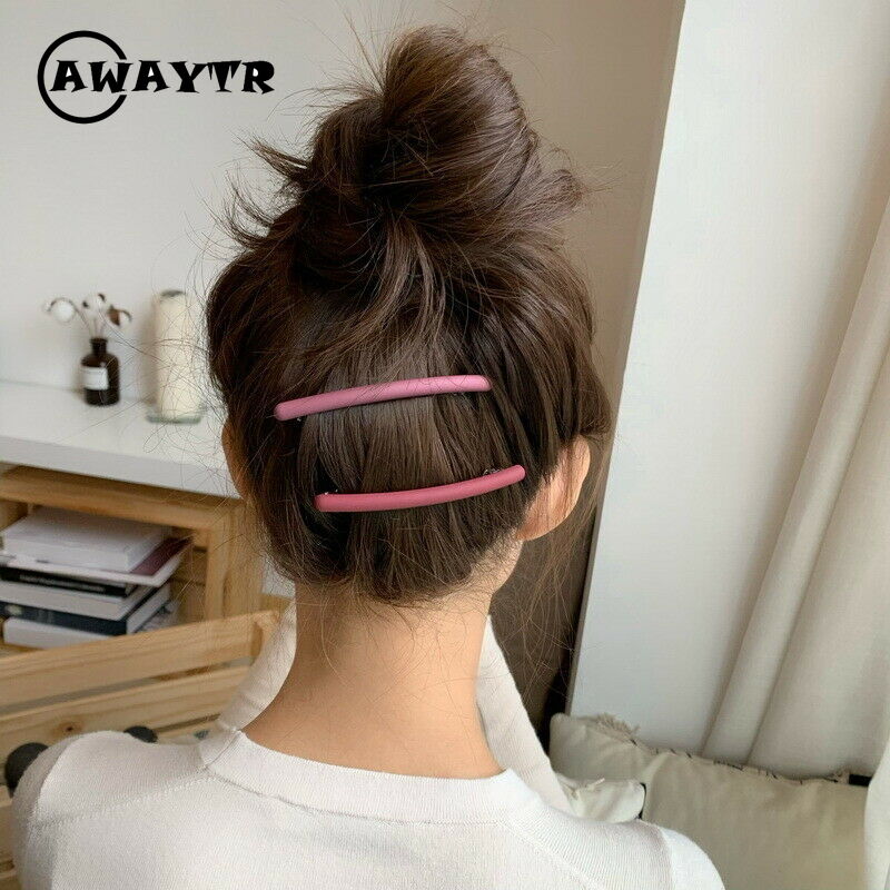 Image of Korean Simple Fashion Hairpin Clip Women's Solid Color Hair Clip Pins Metal Barrettes Side Clip Hair Accessories #2