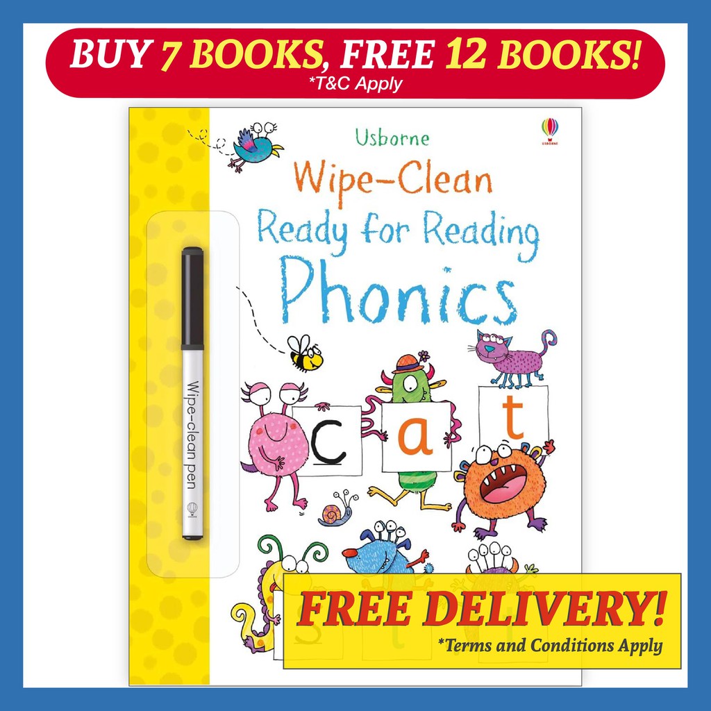 Usborne WipeClean Ready for Reading Phonics Activity Book Shopee