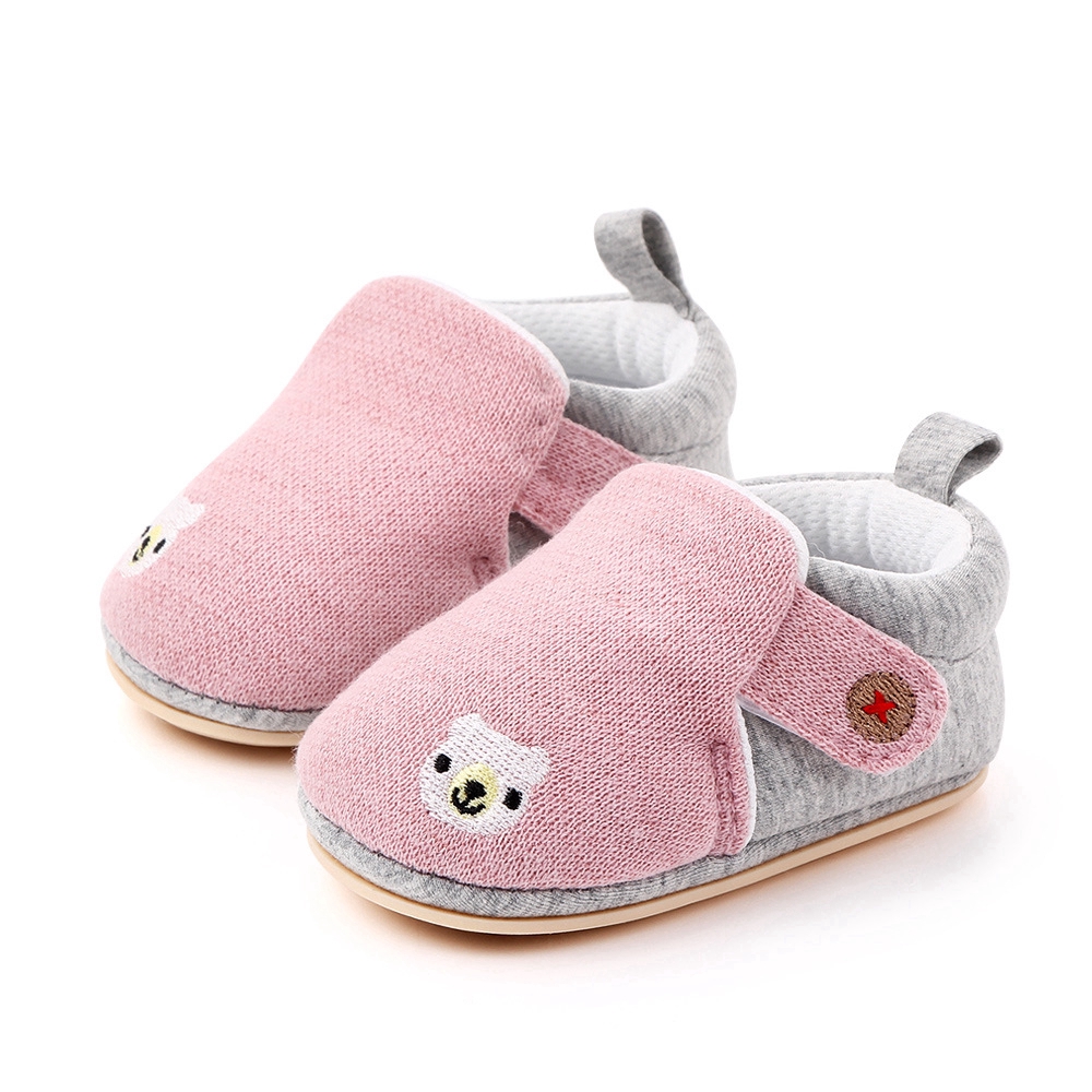 3 Colors Newborn Baby Shoes Cute Bear Pink Princess Soft Sole Shoe Breathable Infant Toddler Shoes Blue