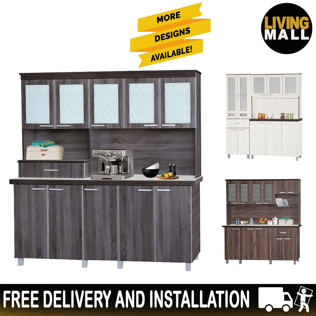Living Mall Nora 5-Door Series Tall Kitchen Cabinet with Drawers and Dish Rack in 7 Designs