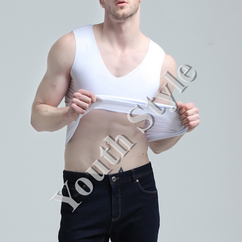 Men's Singlets Ice Silk Slim Fitting V Neck Sleeveless Men Tank Top