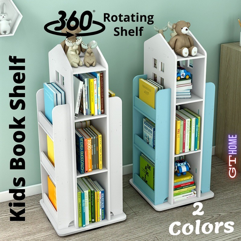 360deg Rotating Bookshelf with Open Book Storage Shelves Shopee Singapore