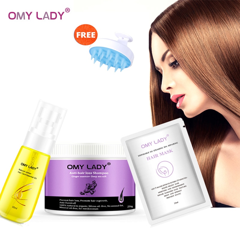 OMY LADY Natural Hair Essential Oil +Ginger Anti Hair Loss Shampoo  +Disposable No Steaming Spa Repairing Hair Mask | Shopee Singapore