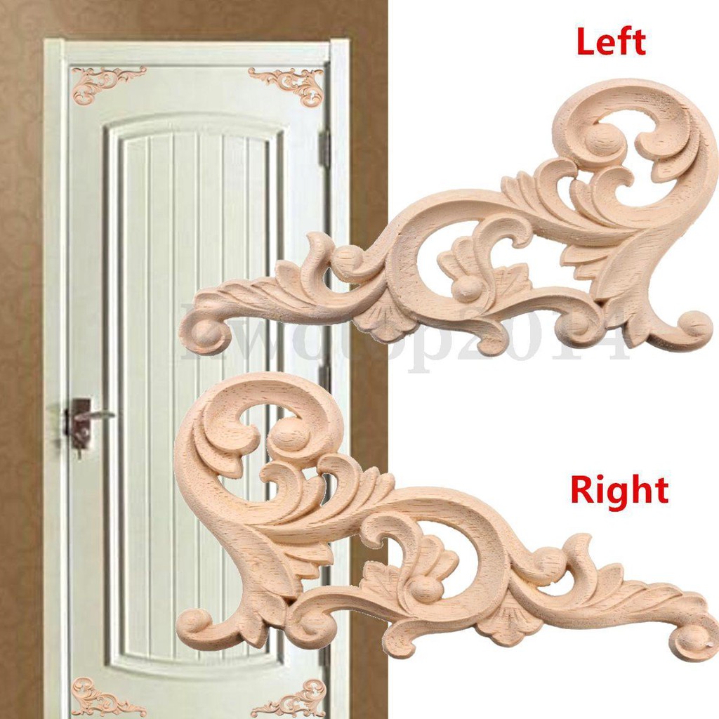 1 2 4 X Unpainted Wood Carved Door Corner Onlay Applique Home Decorative Decal Hlpsocialsquare Com