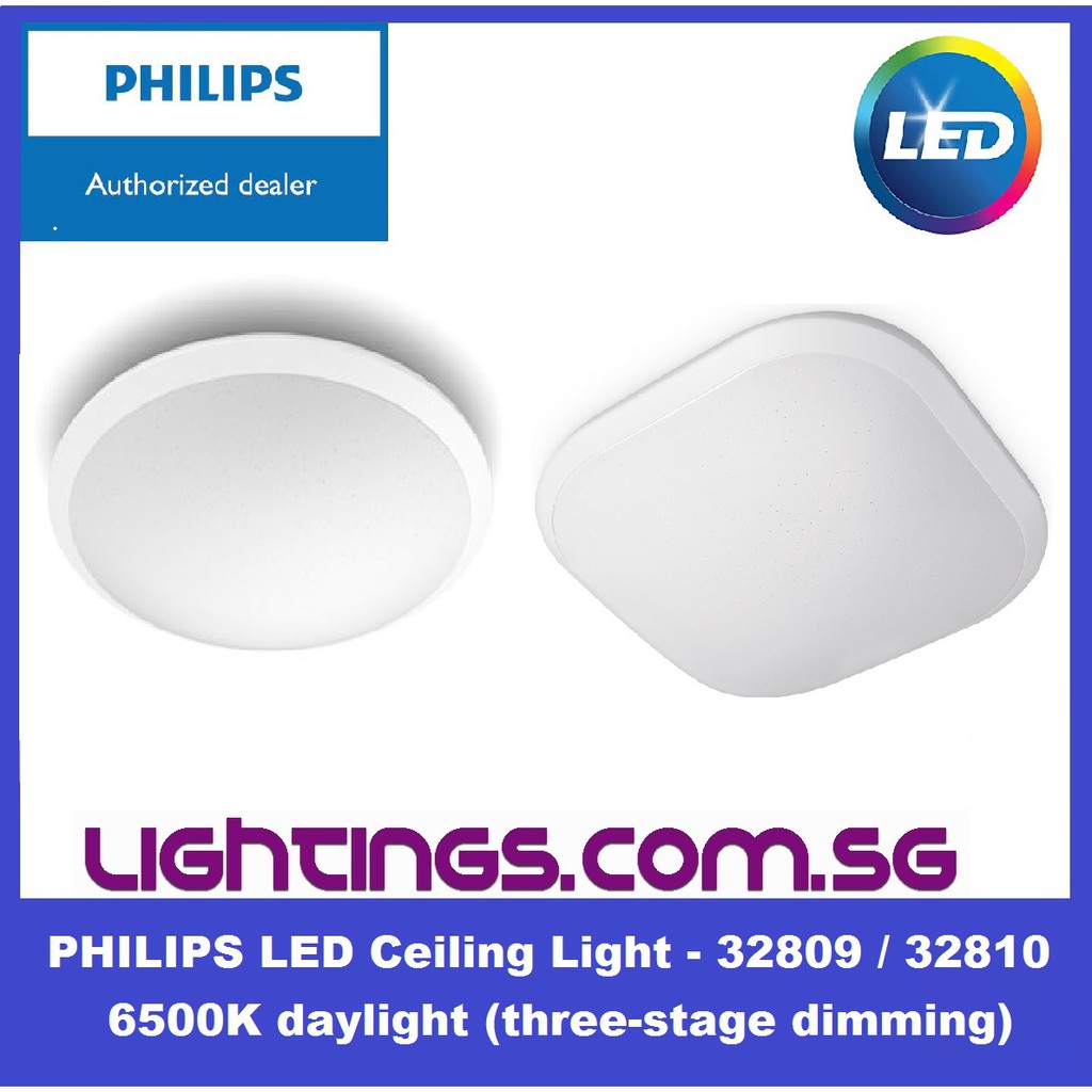 Philips Led Ceiling Light Round Square 32809 32810 65k 18w