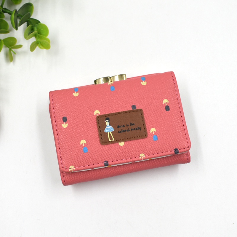 Cute cat short wallet girls hold short purse fashion small wallet card bag  versatile cartoon wallet clip | Shopee Singapore
