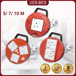 SIRIM EXTENTION BOX ROUND EXTENSION TRAILING SOCKET ADAPTOR CABLE 5 7 10 M METER 100 FULL COPPER ROLLBOX WIRE REEL